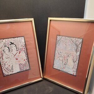 Gloria Vanderbilt Prints, "Two Japanese Geishas " and "Peaceable Kingdom"